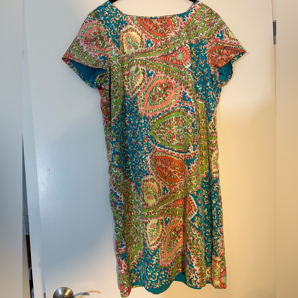 Talbots. Multi colored paisley shift dress.